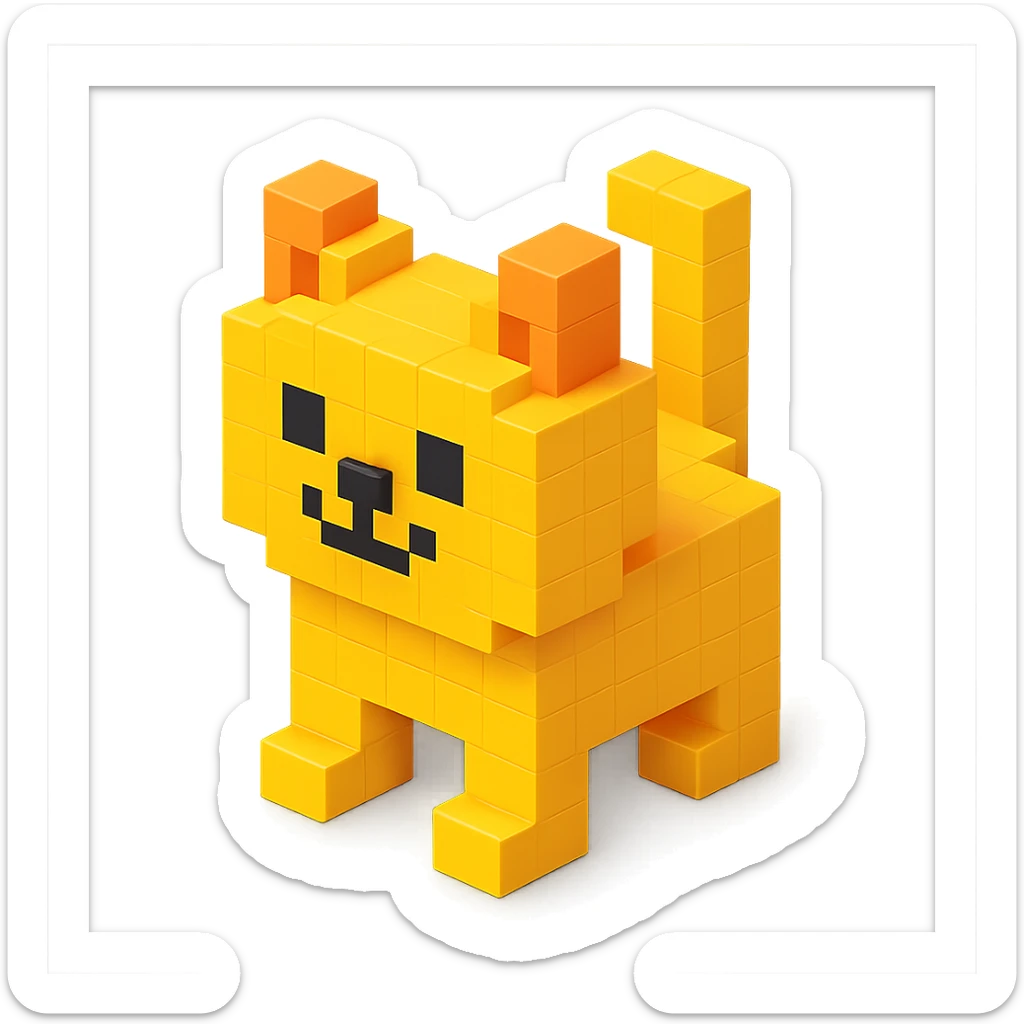 voxel style cat, isometric view sticker