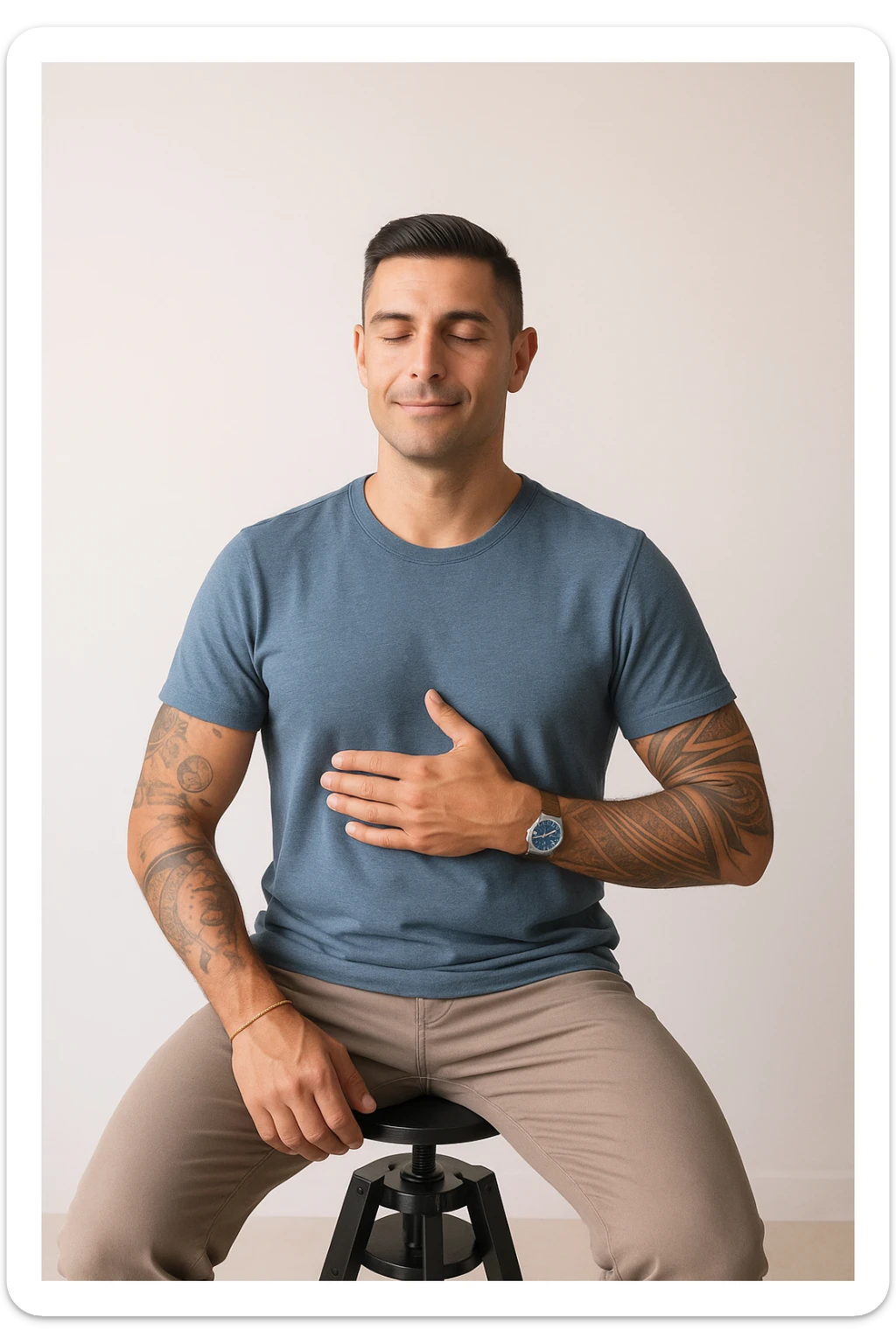 Uomo che applica la respirazione per calmare il suo sistema nervoso sticker