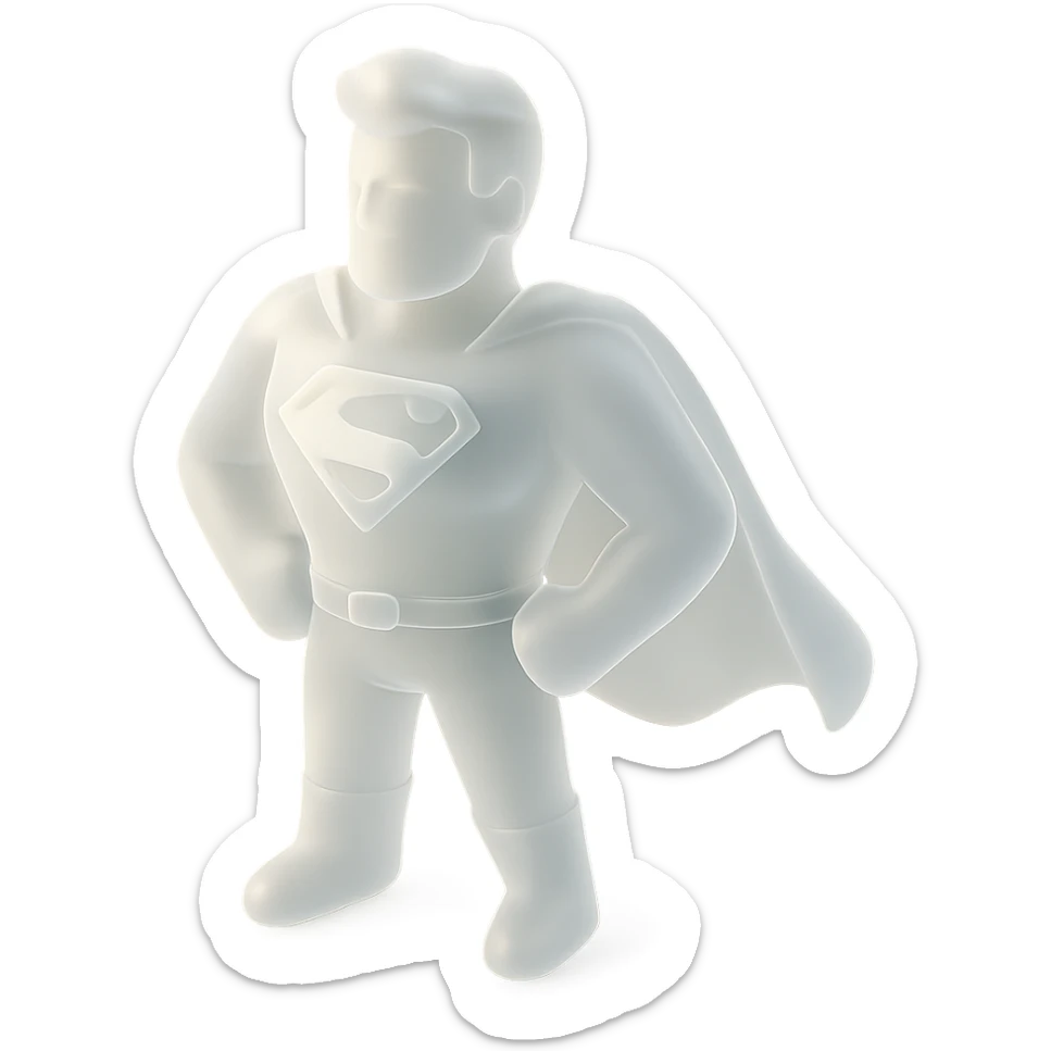 A superhero in the style of a matte glass sticker