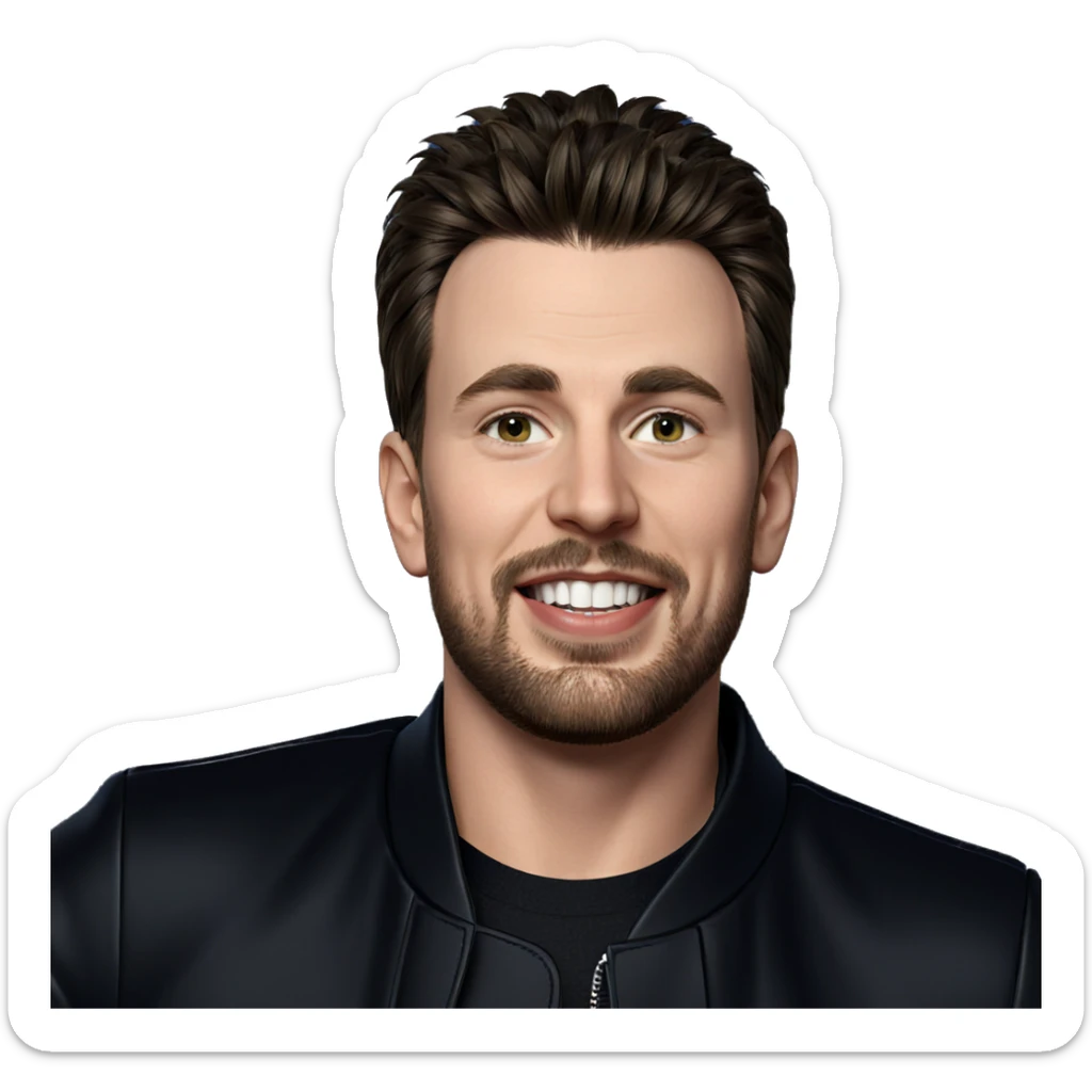 smiling boy in black jacket sticker