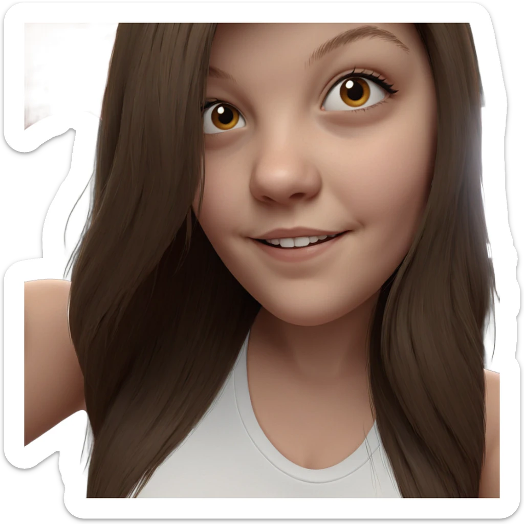smiling girl with brown hair sticker