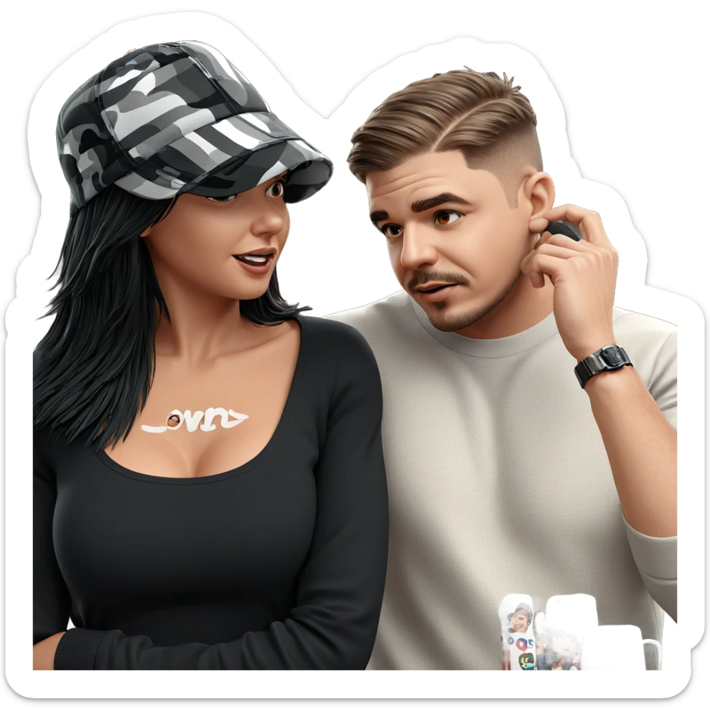 urban style couple portrait sticker