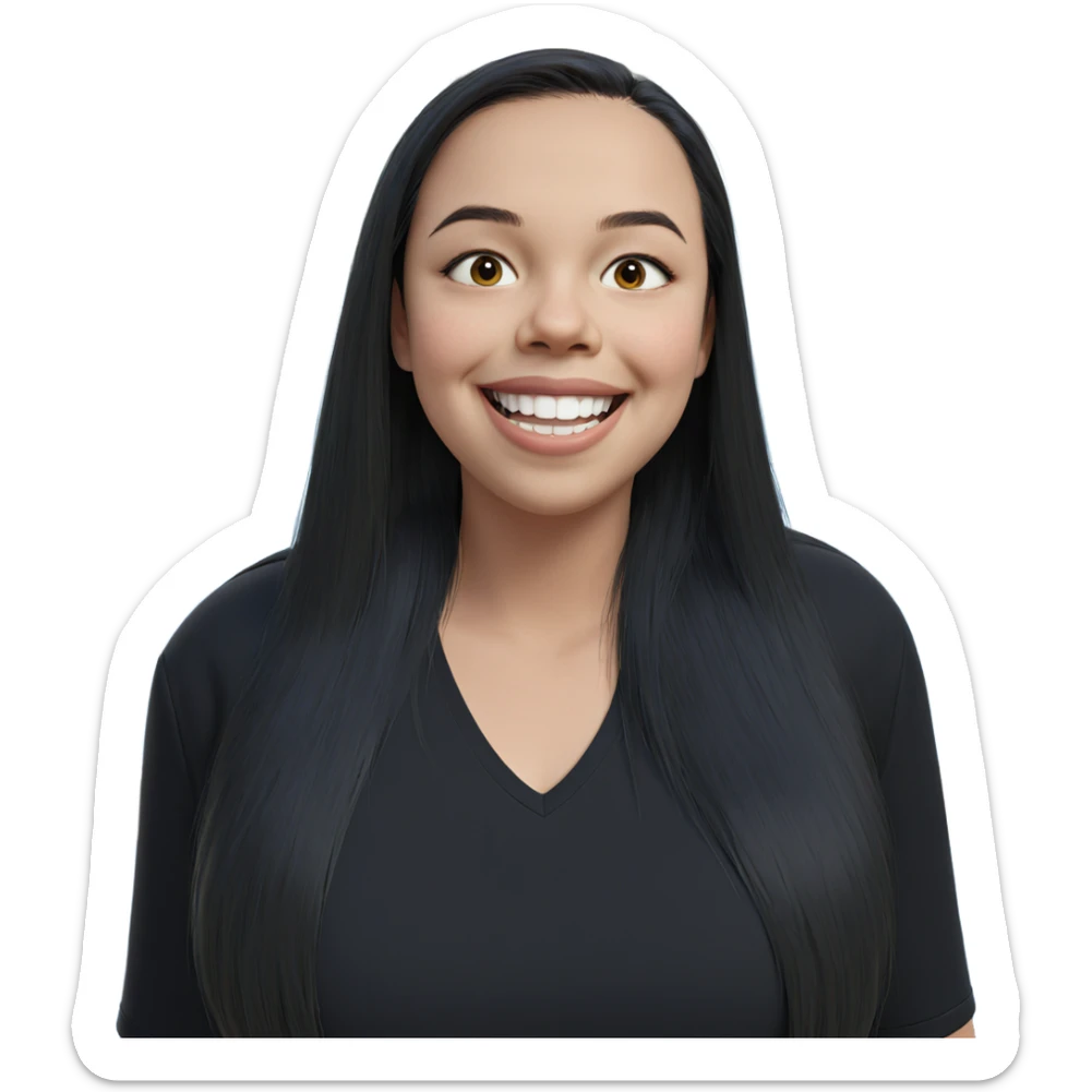 smiling girl in black shirt sticker