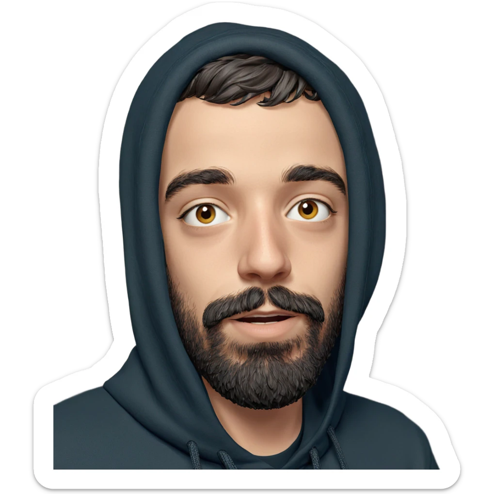 realistic portrait of bearded boy sticker