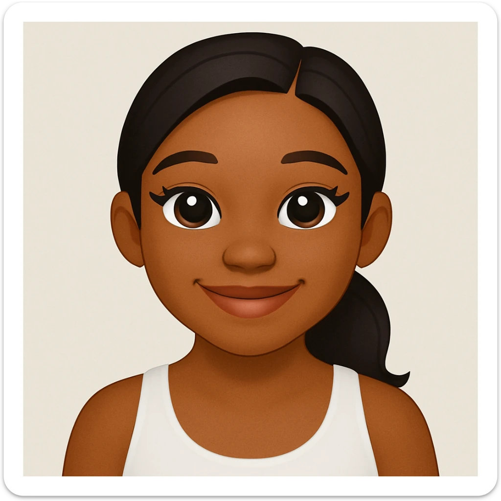 turn the second man in emoji style of the 1st image, match the facial features and match dressing style of the 2nd image, she is wearing white tank top lose sticker