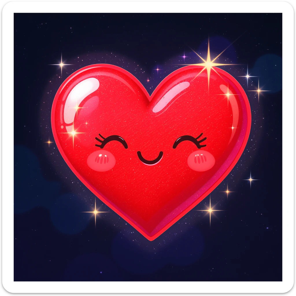 heart emoji, cute and shiny, with sparkles, no background sticker