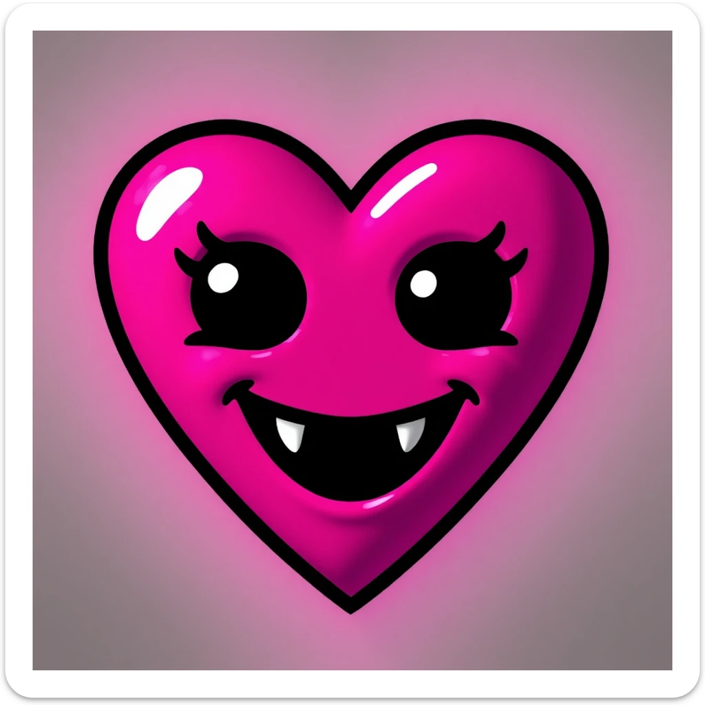 goth heart emoji, cute and shiny, no background sticker