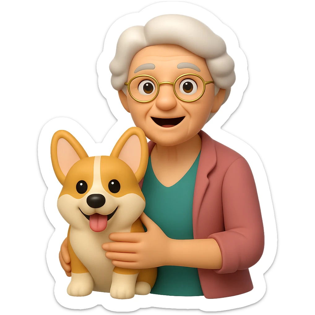 Change the dog to a corgi breed in the style of 3D emoji, keeping the rest of the image unchanged. The background should be transparent. The style should resemble microsoft style 3d fluent emojis. sticker
