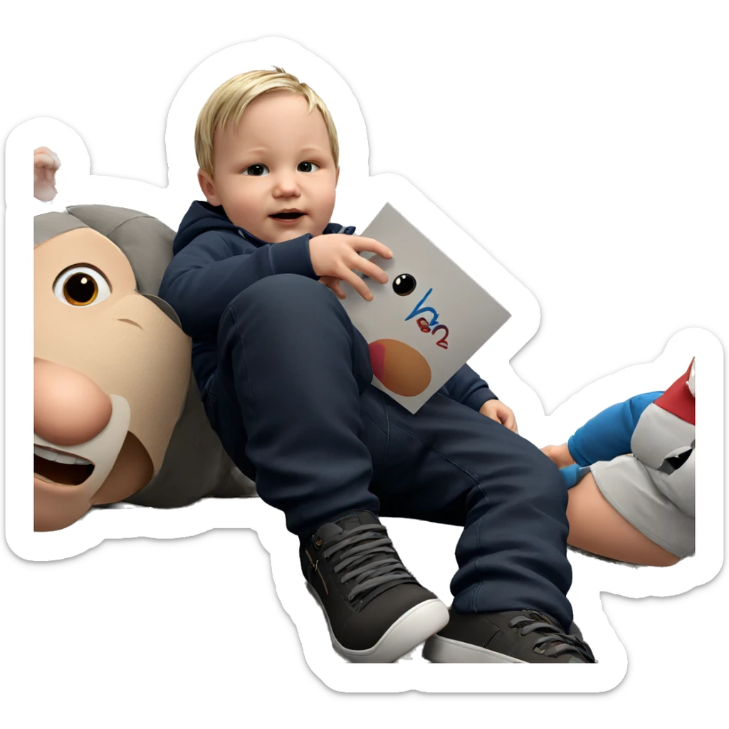 young boy in casual outfit sticker