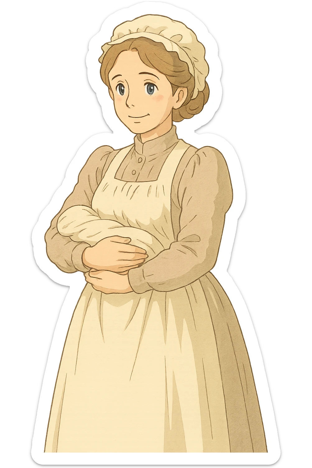 victorian midwife with background sticker