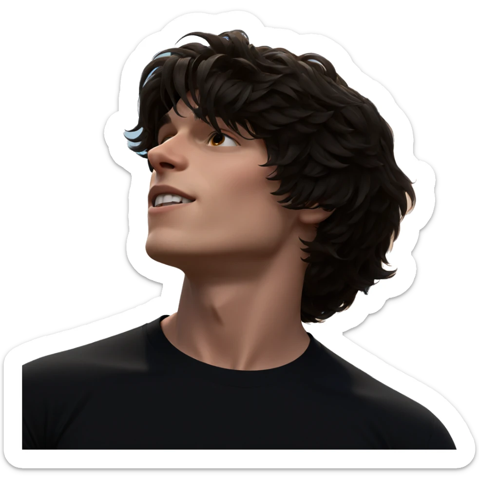 serene boy in black shirt sticker