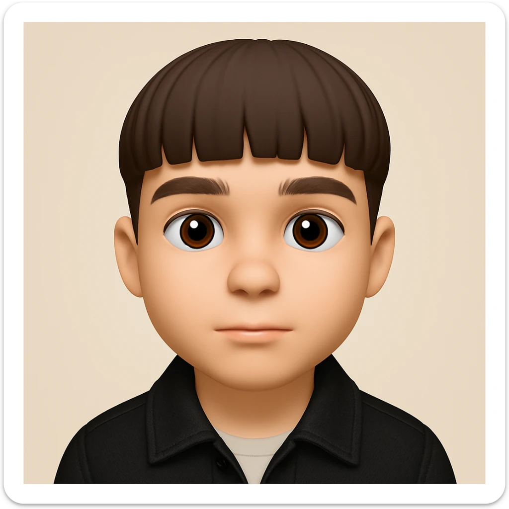Create a realistic 3D emoji based on the photo, preserving facial details but without pimples and mustache, wearing a black denim jacket. The style should resemble a 3D emoji look. sticker