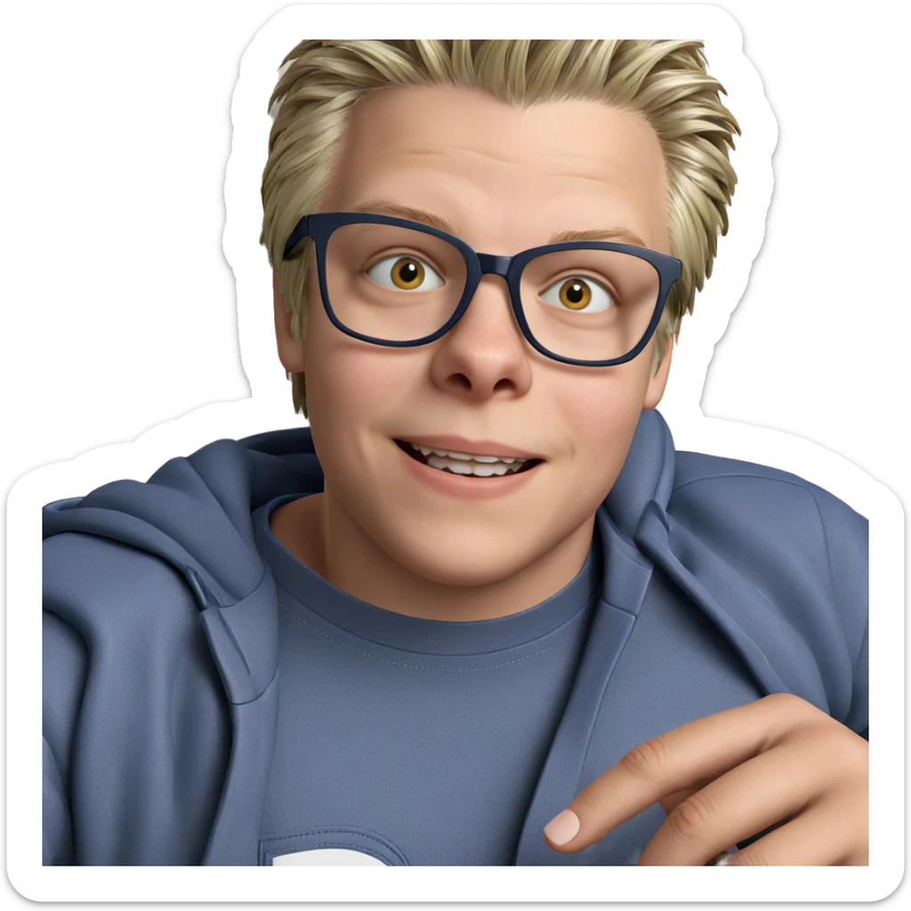 smiling boy in a jacket sticker