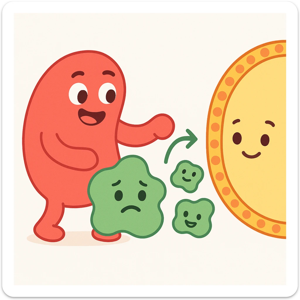 Ultra-detailed emoji-style illustration of enzyme digestion: Red amylase breaking green starch into sugars near a yellow cell membrane. Clean white background, no text. Scientific but simple sticker