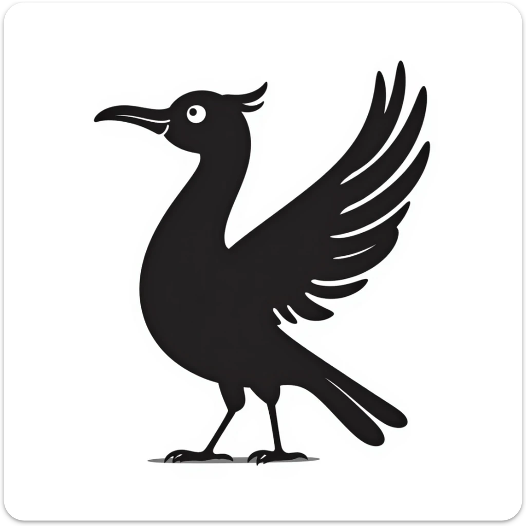 Hand-drawn liver bird, mythical bird symbol of Liverpool, cormorant-like bird with outstretched wings sticker