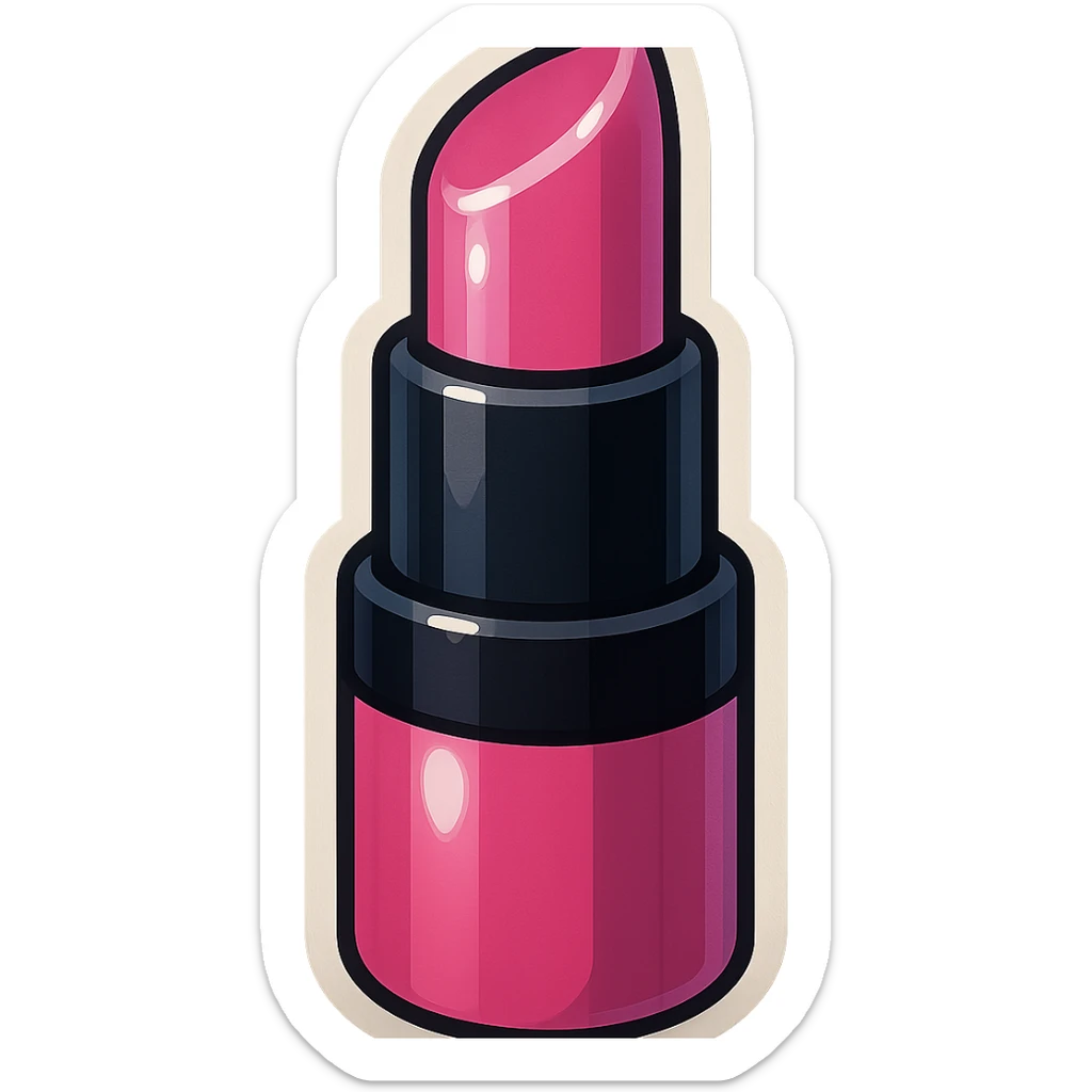 BLACKPINK-inspired retro sticker, black and pink lipstick, cute and stylish, vintage sticker style sticker