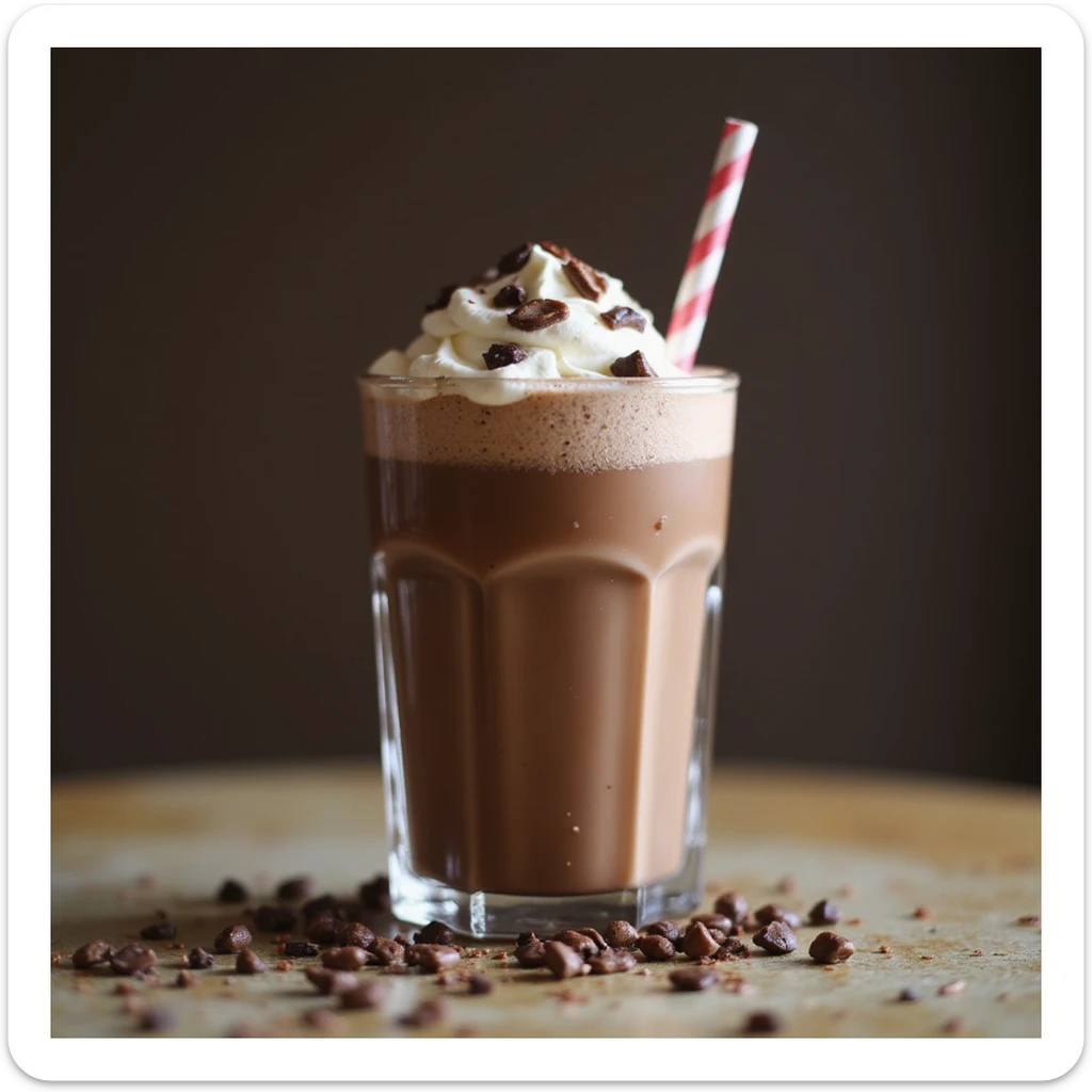a chocolate milkshake, realistic style sticker