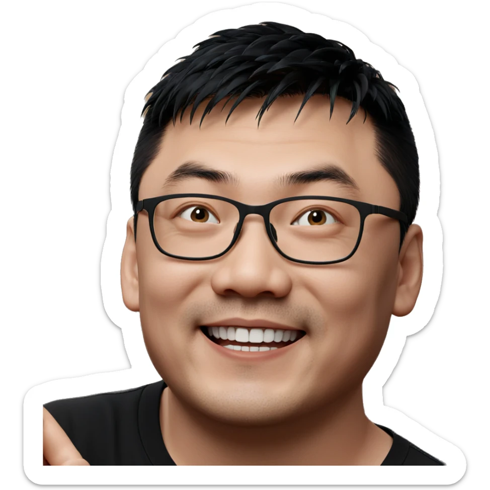 smiling boy in black shirt sticker