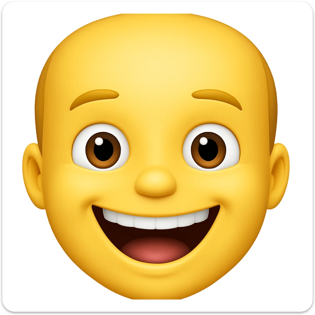 Make the forehead even bigger with a wide smile, in the style of apple emojis. sticker