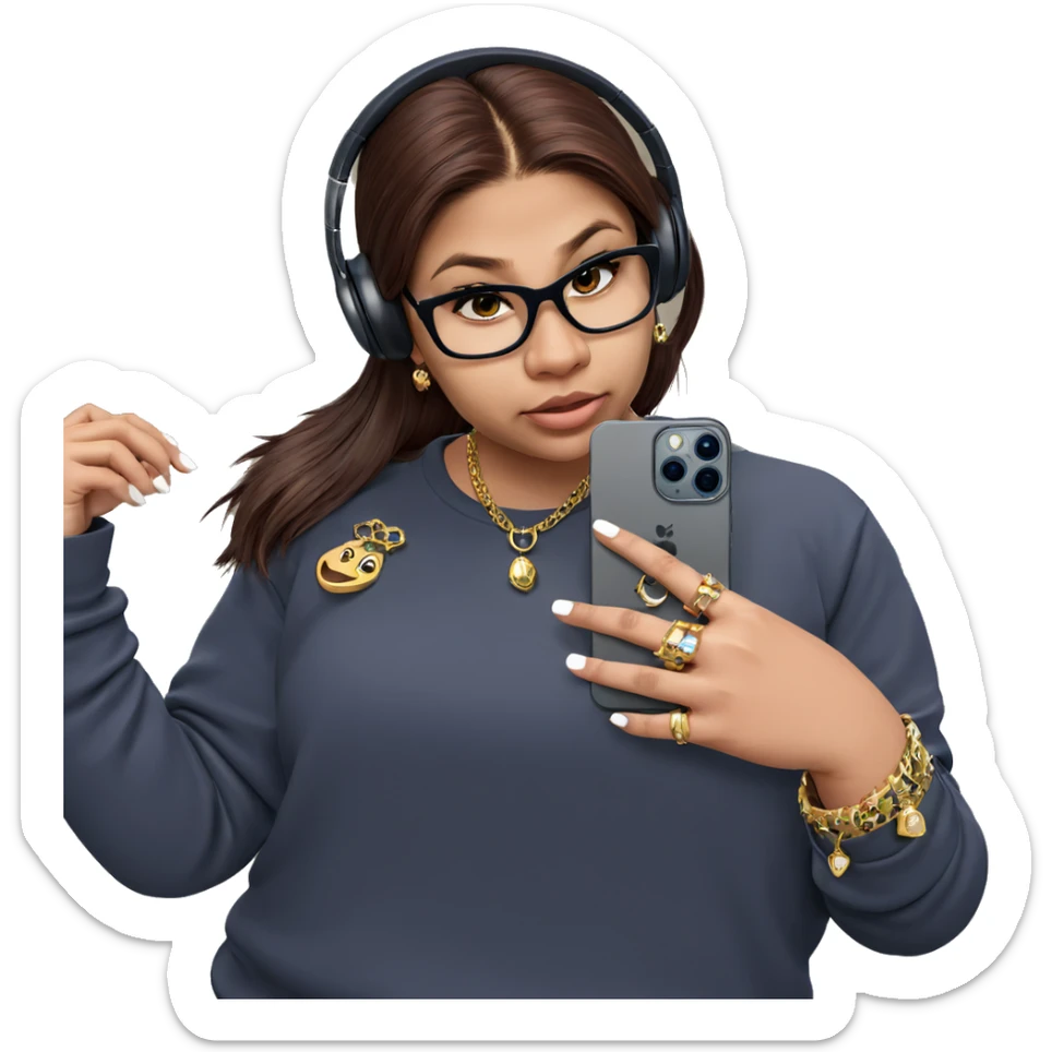 girl with jewelry and phone sticker