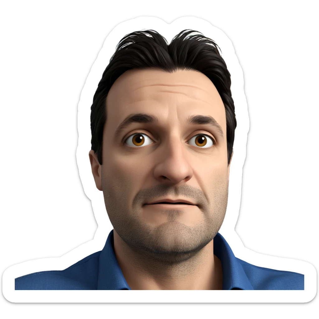 blue shirt portrait of male sticker