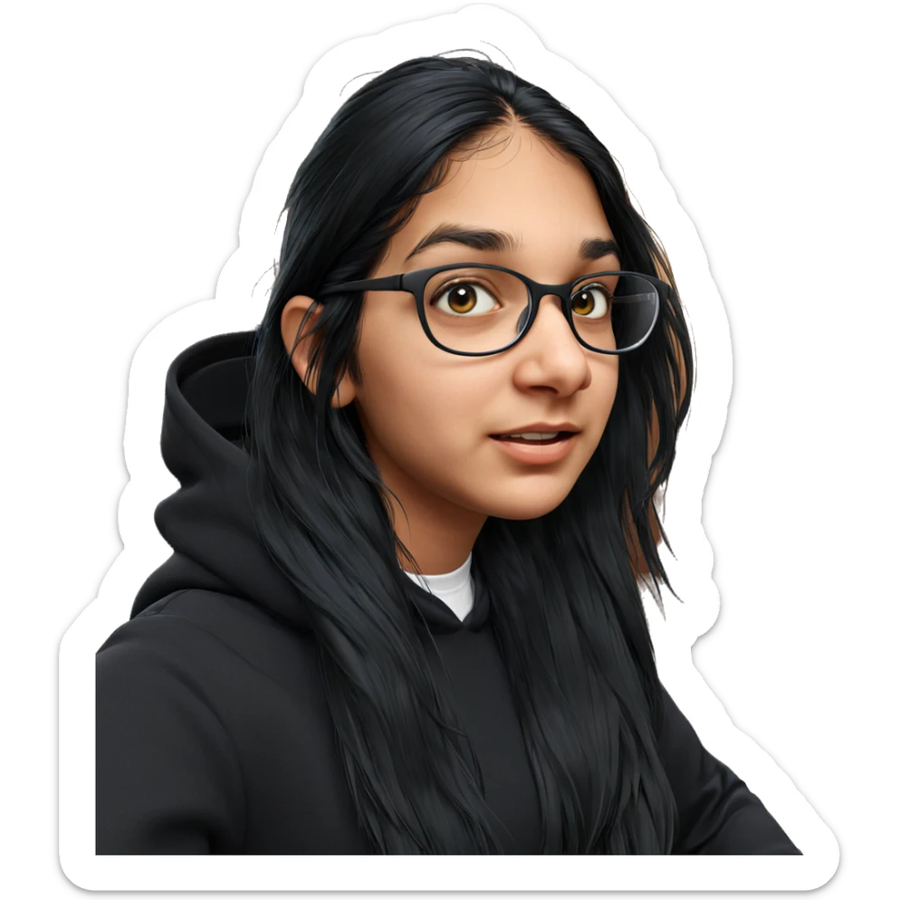 girl with long black hair sticker