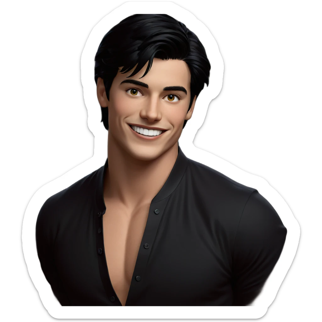 smiling boy with black hair sticker