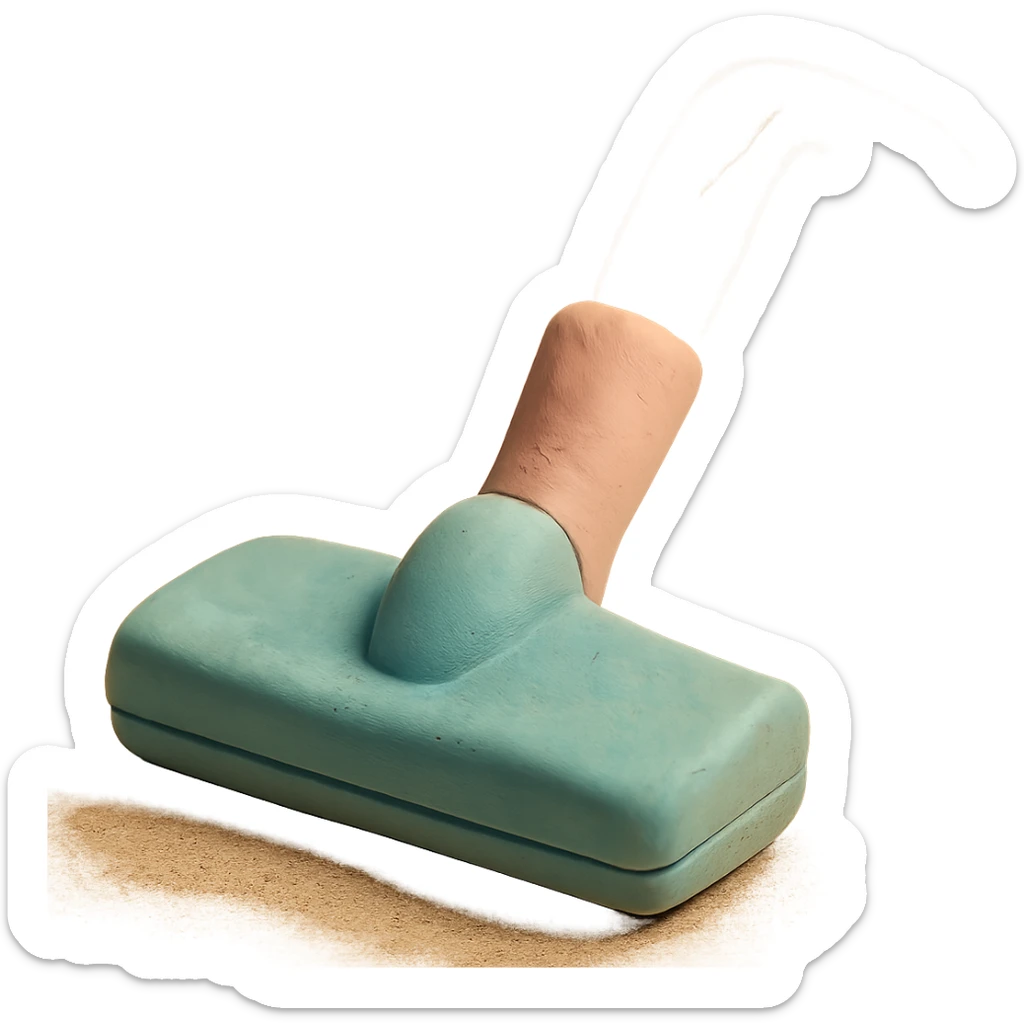close-up of a vacuum cleaner nozzle in claymation style, matte finish, soft lighting, pastel colors sticker