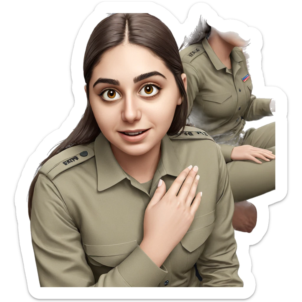 brown haired girls in military sticker