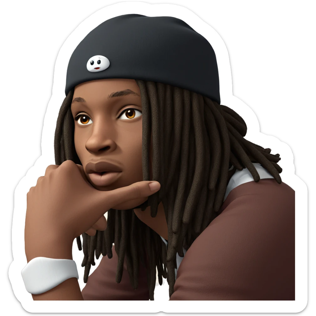 thoughtful boy in a beanie sticker