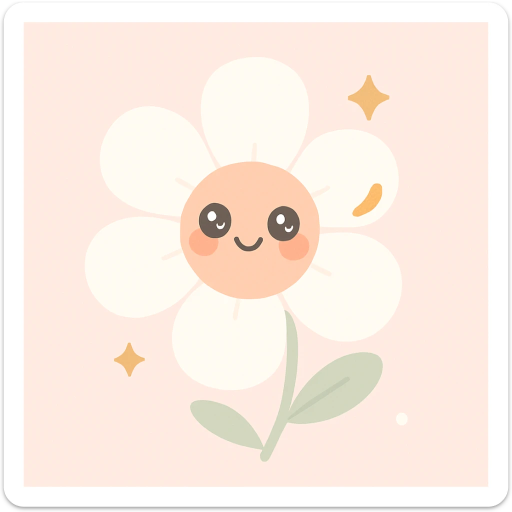 a modern flower in clean girl style, white petals, gold accents, very minimal and chic sticker