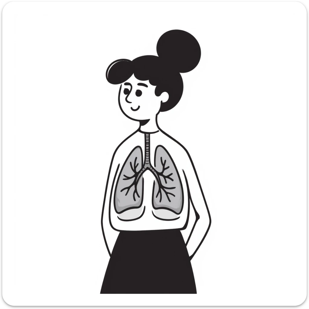 A close up of a woman showing the image of her lungs through her body sticker