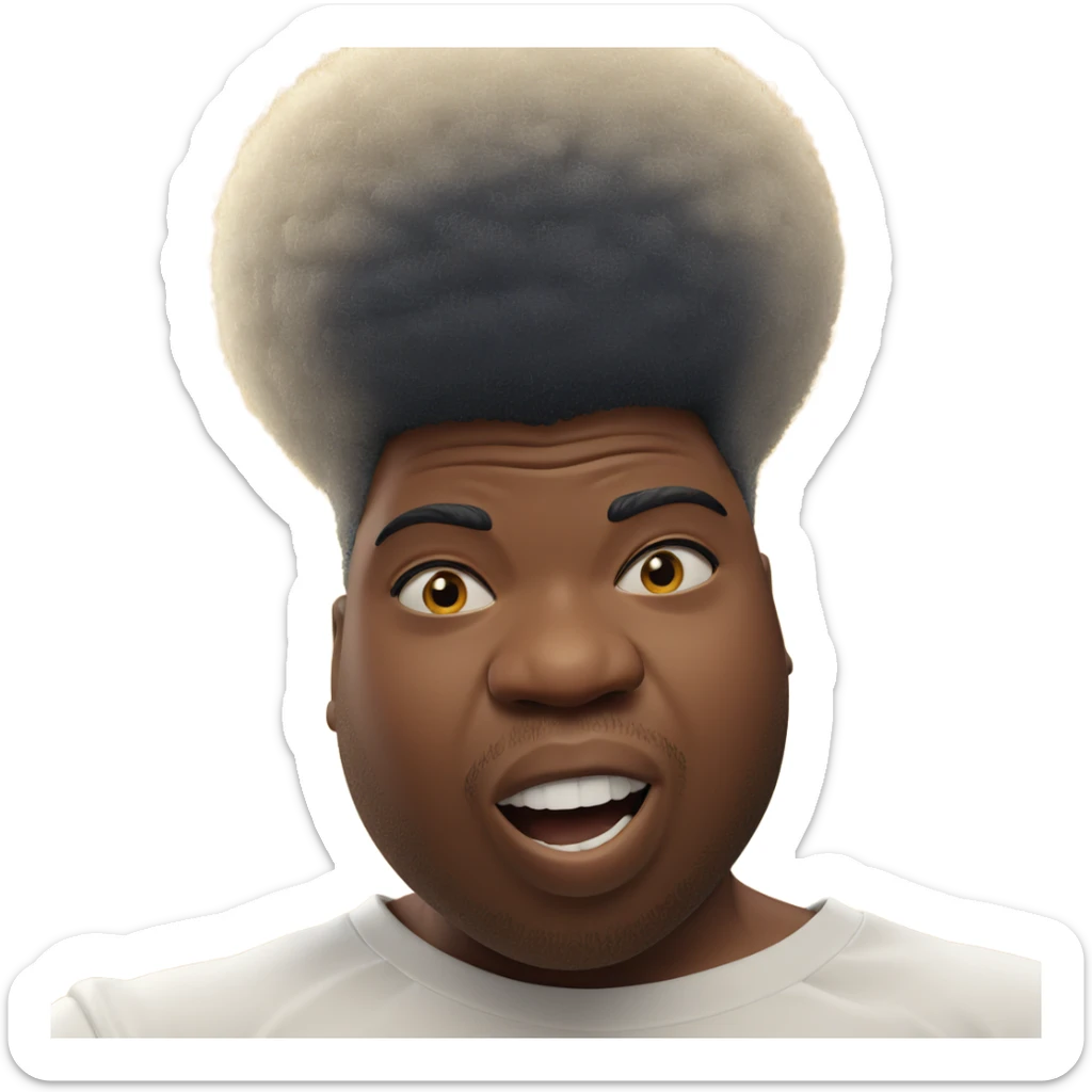 afro boy in white shirt sticker