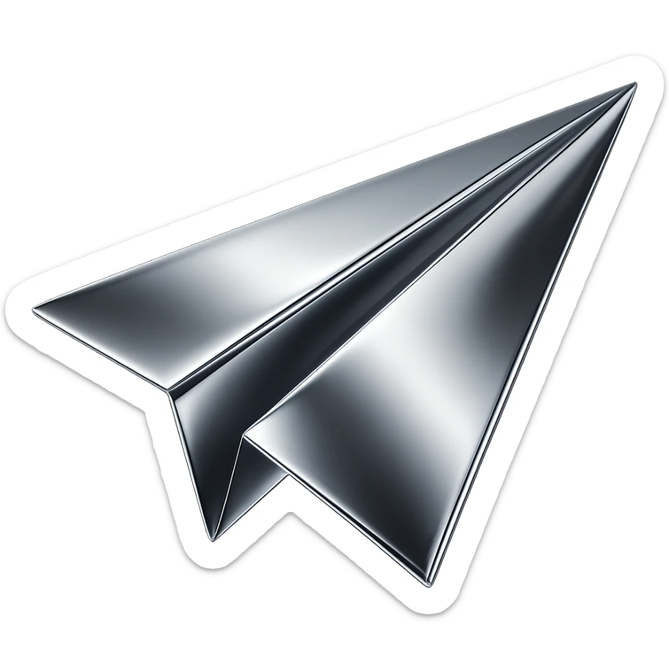 paper airplane in chrome style colorful sticker