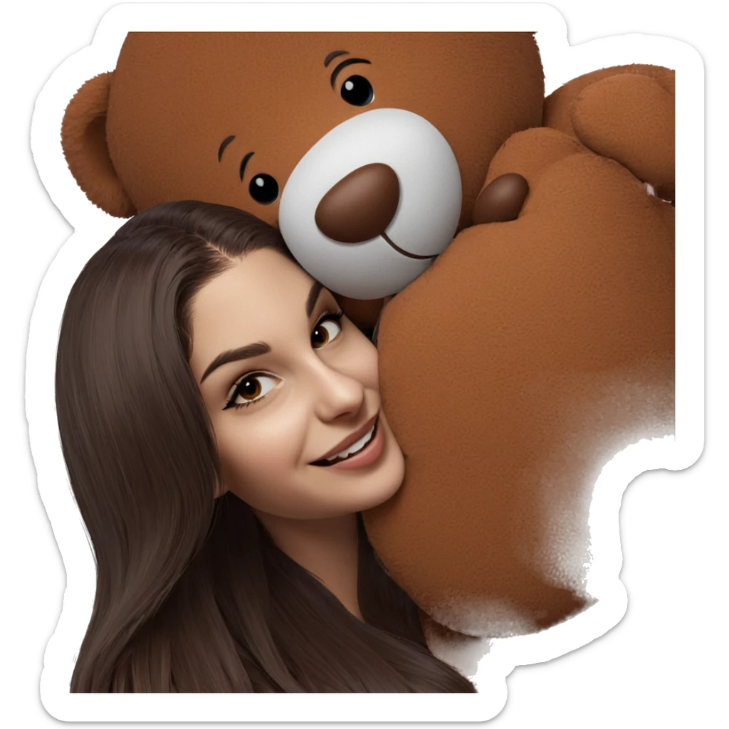 smiling girl with teddy bear sticker