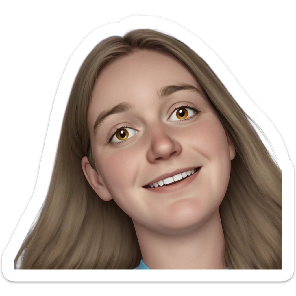 smiling girl with brown hair sticker