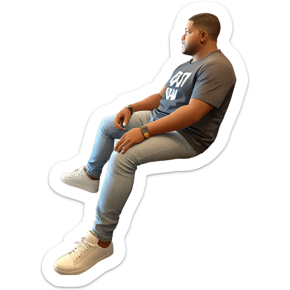 casual vibes with phone in hand sticker