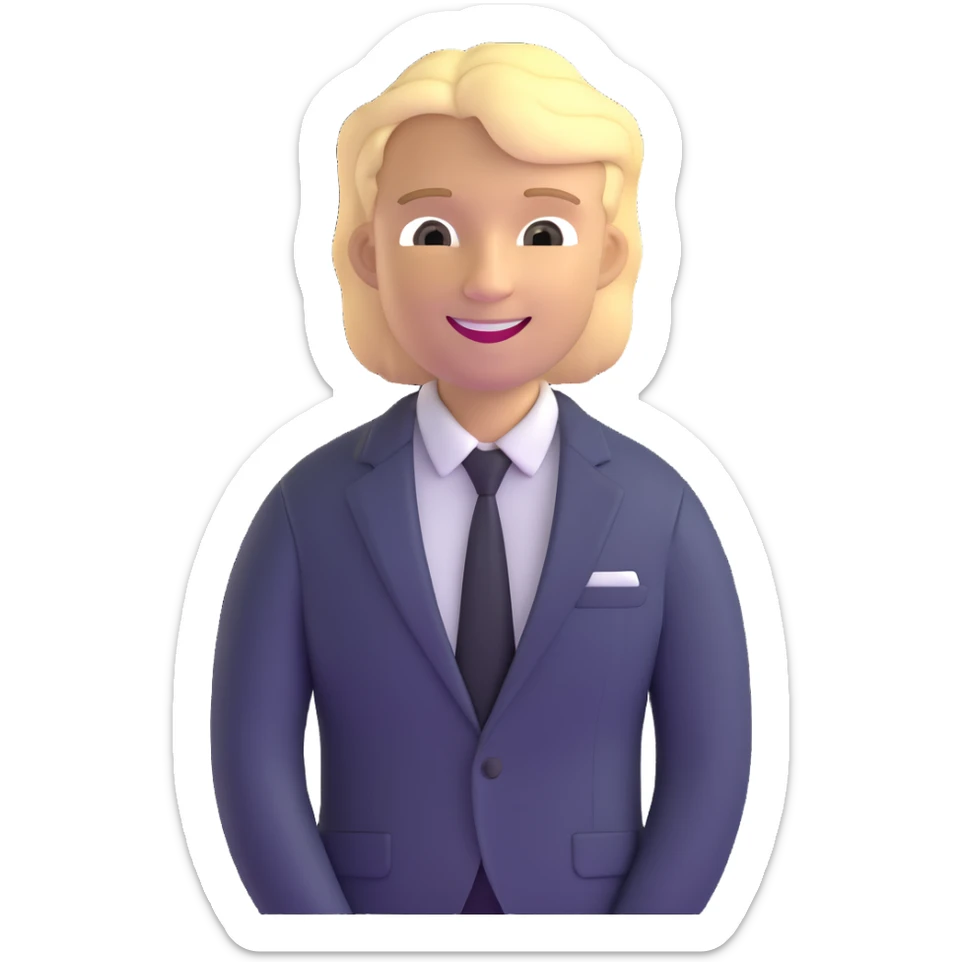 Oleg Tinkov, smiling, blond hair, business casual sticker