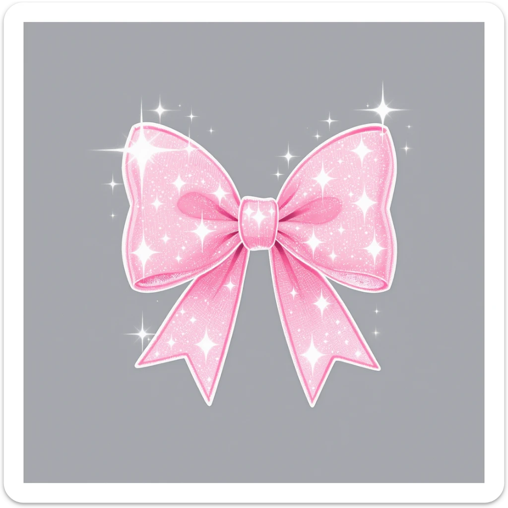sakura bow, cute and shiny, with sparkles, no background sticker