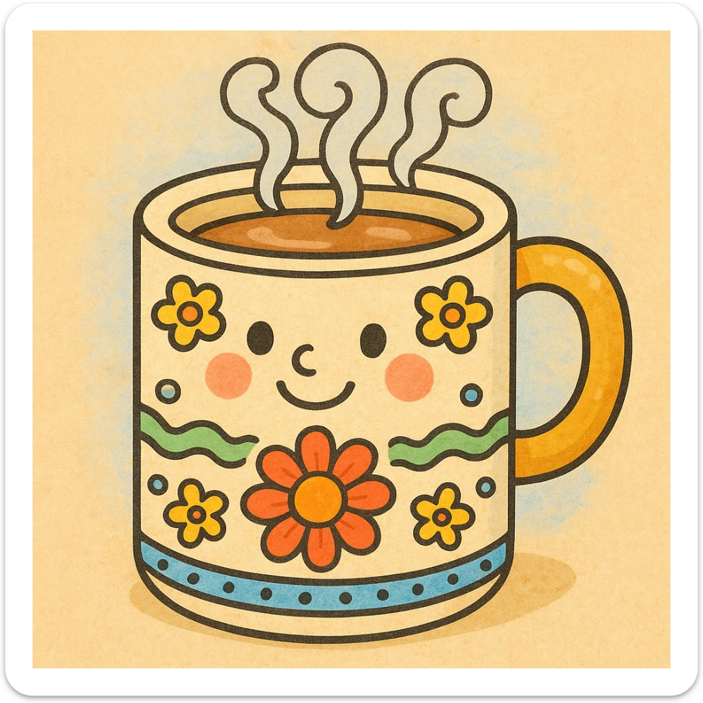 everyday object inspired by coloring book drawings, in the style of Bobbie Goods and Cuzy, ghibli style sticker