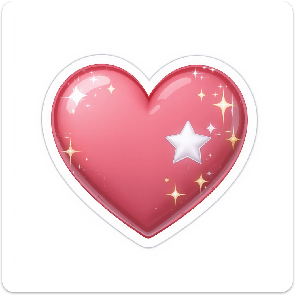 cute and shiny heart emoji with sparkles, no background sticker