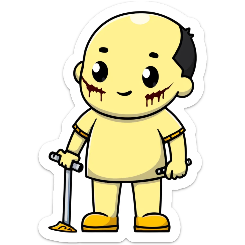 person with scrapes and bruises sticker