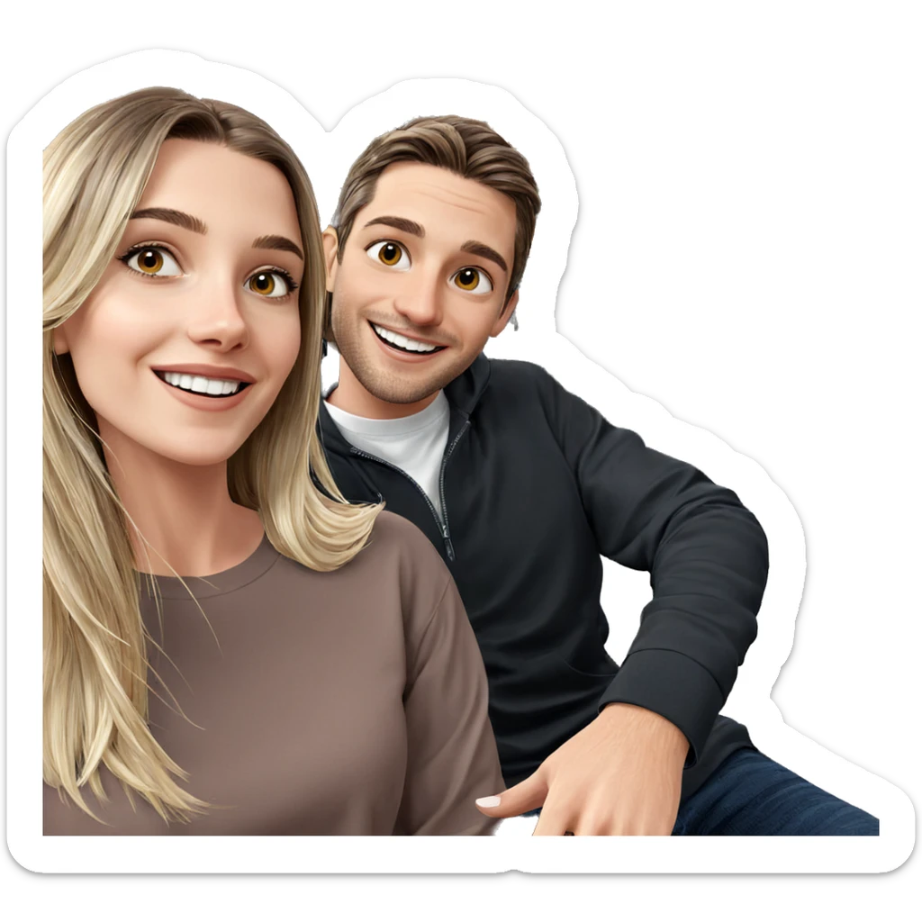 smiling couple at restaurant sticker