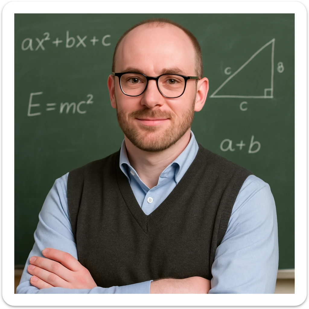 profesor con cabello muy corto, con ligeras entradas, barba muy fina y gafas, piel rosada sticker