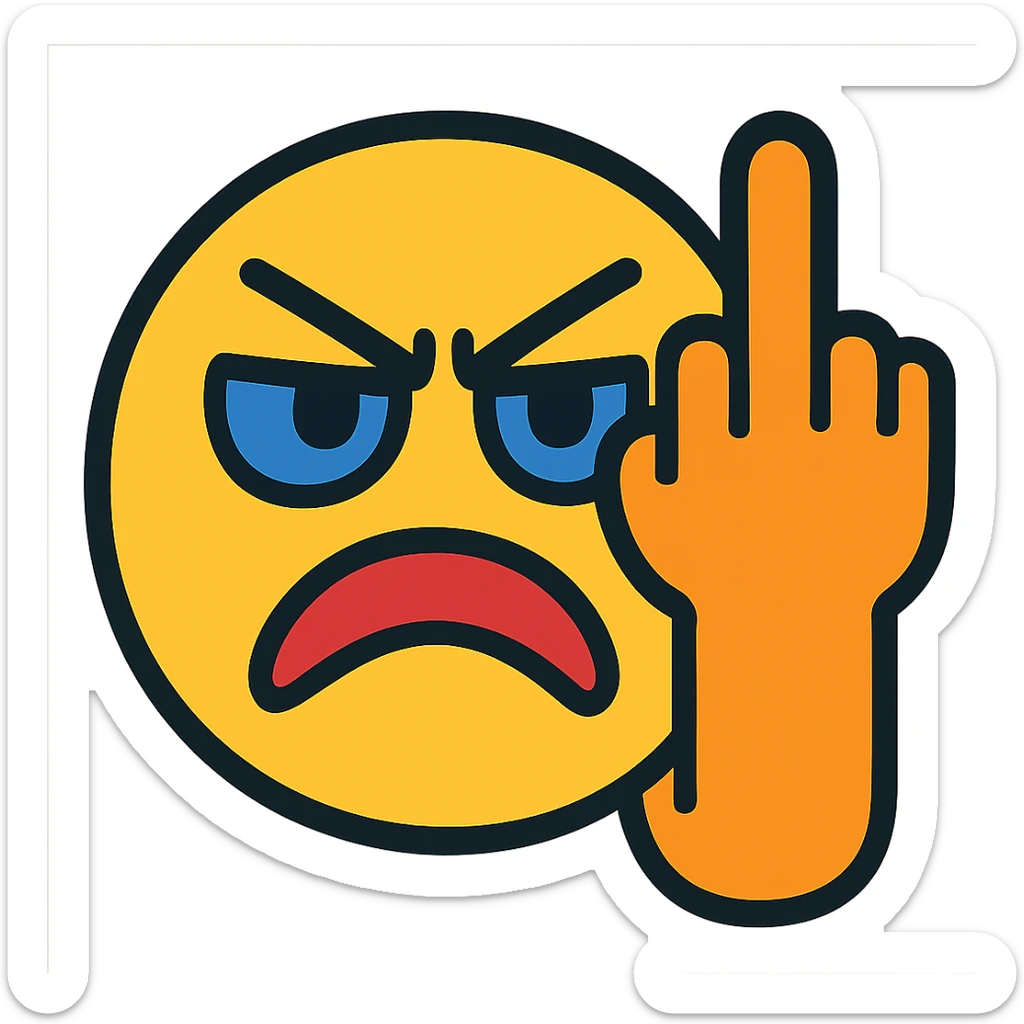 angry face with middle finger sticker
