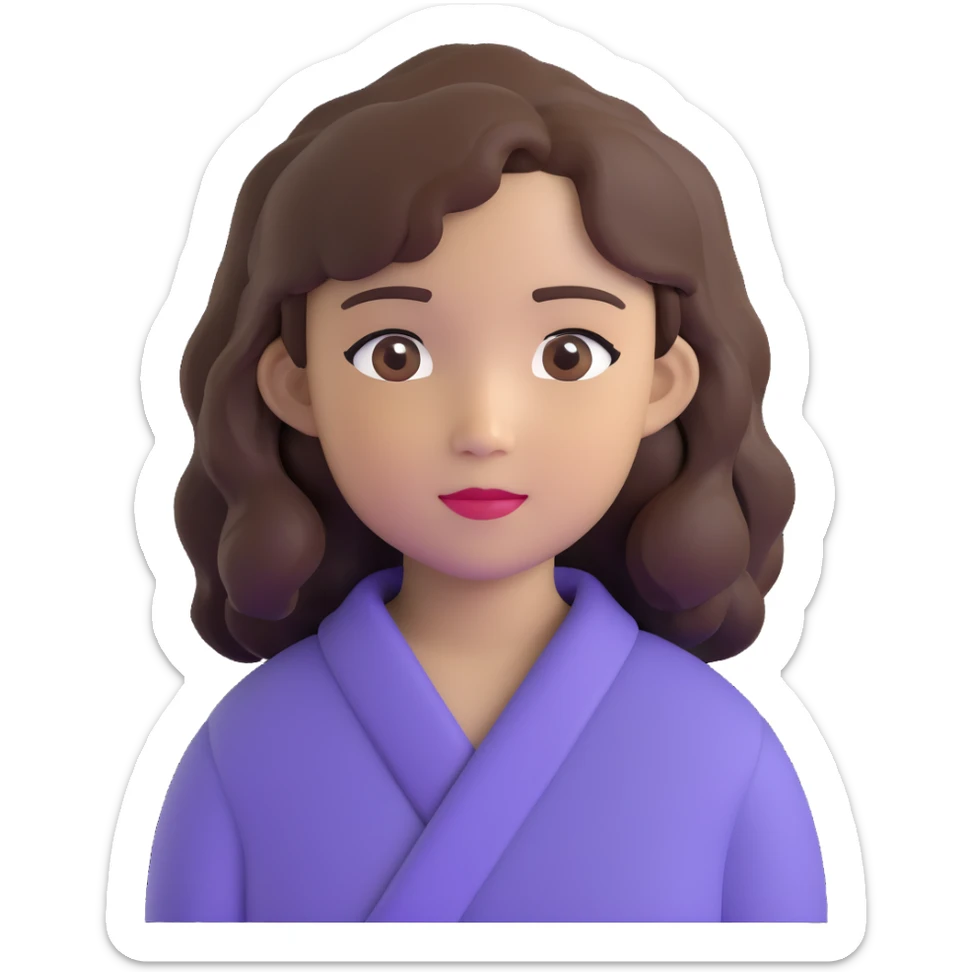 portrait of an Asian girl with medium brown wavy hair and brown eyes sticker