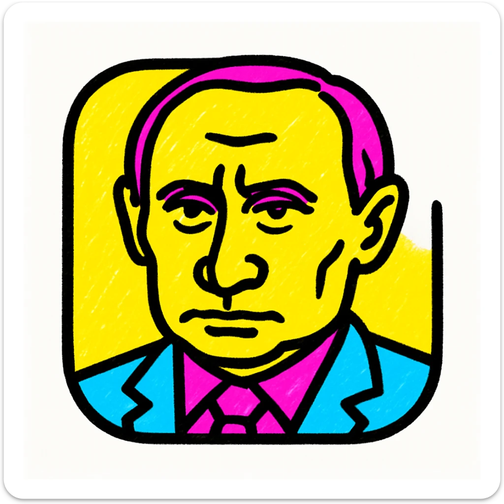 app icon of Vladimir Putin, pop art style, vibrant colors, no text, graphic look sticker