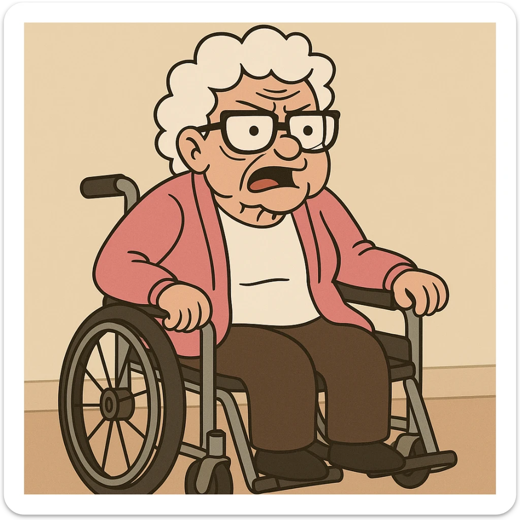 Grandmas white shirt pink jackets a wheelchair  sticker