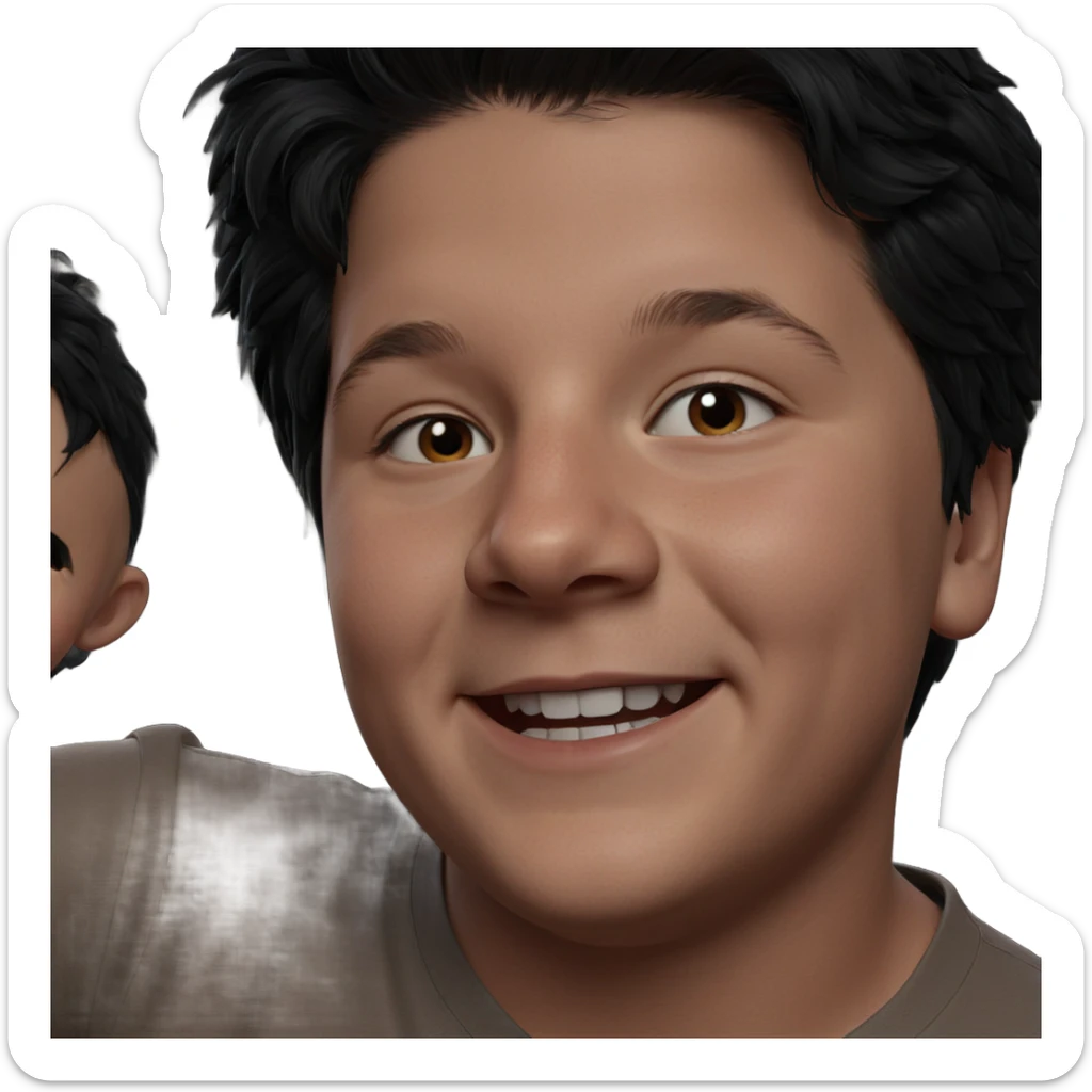 smiling boy portrait with black hair sticker