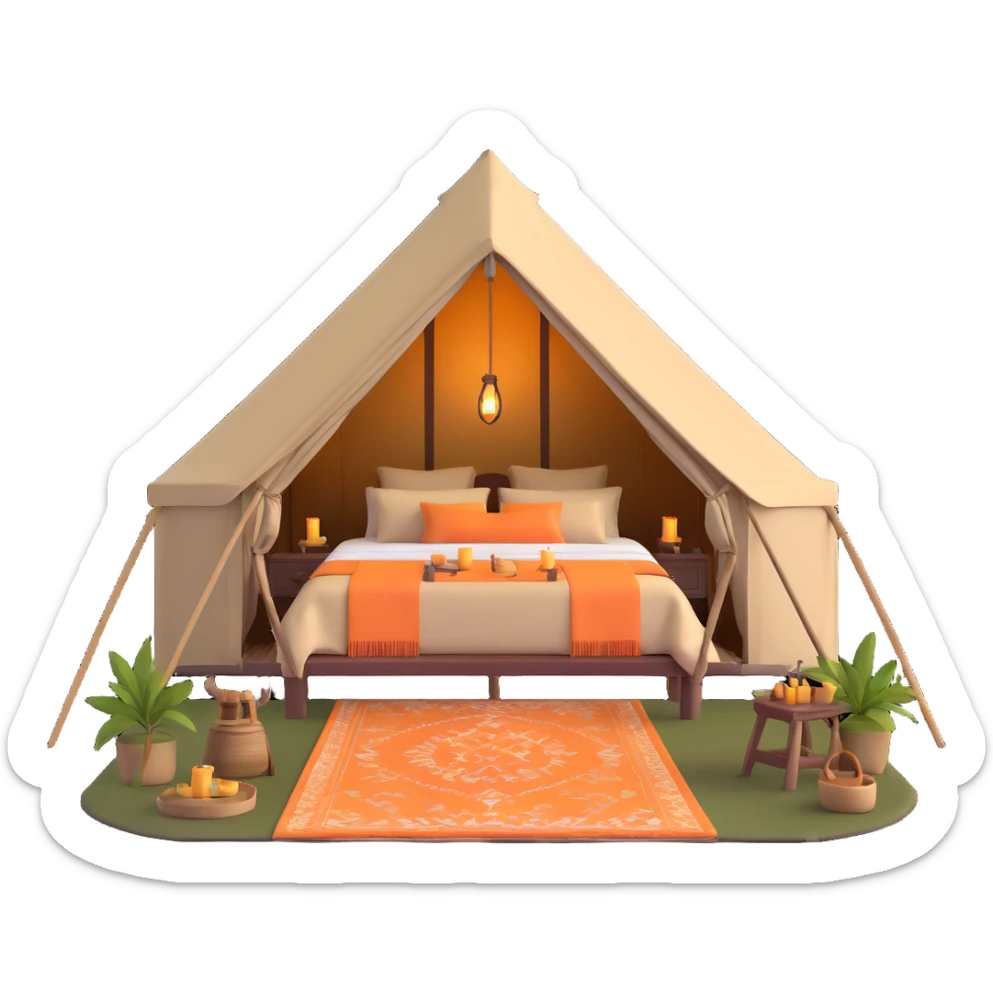 deluxe safari glamping tent with luxury furnishings sticker